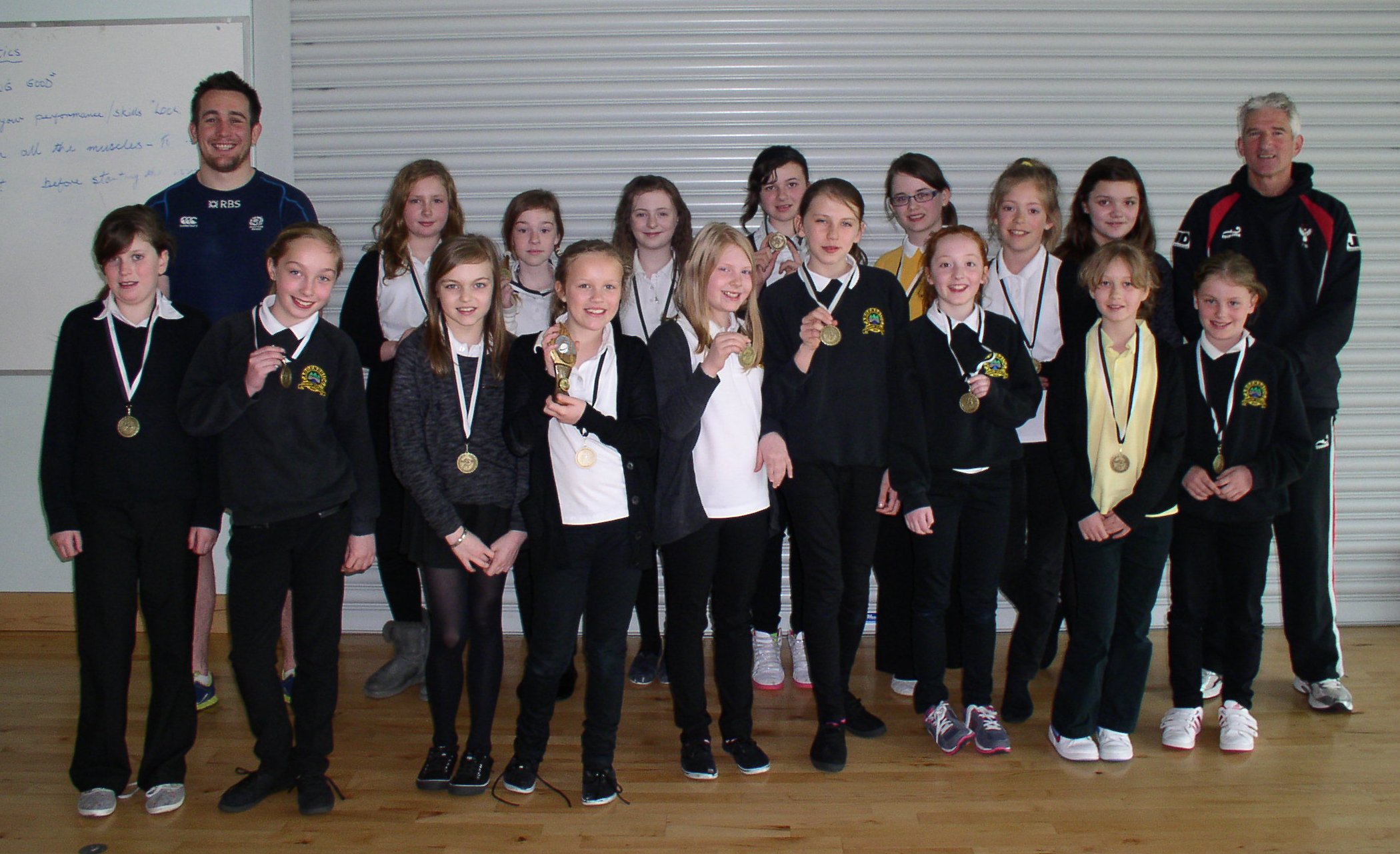 Rugby girls from Cargenbridge Primary School