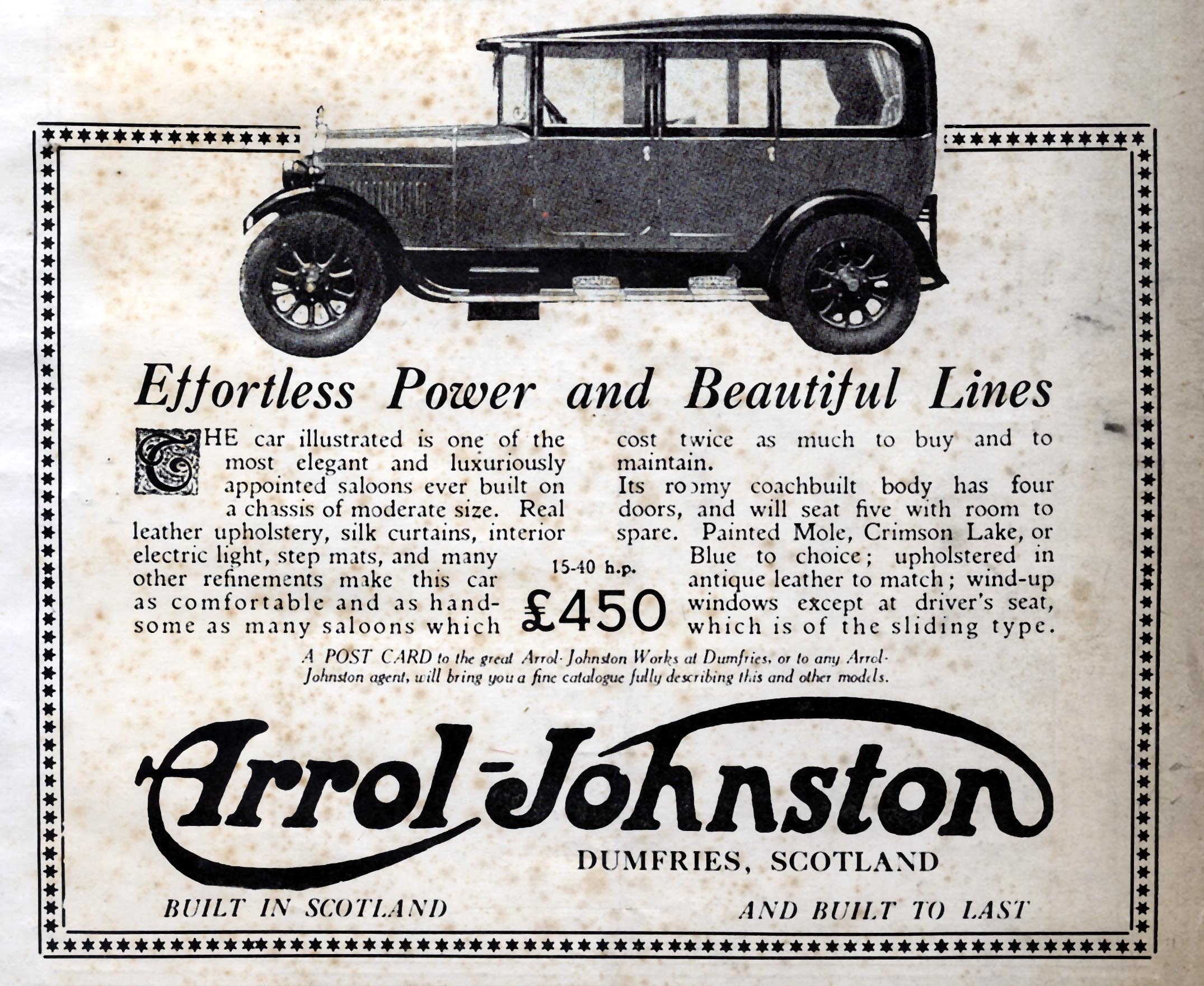 Arrol Johnstone advertisement